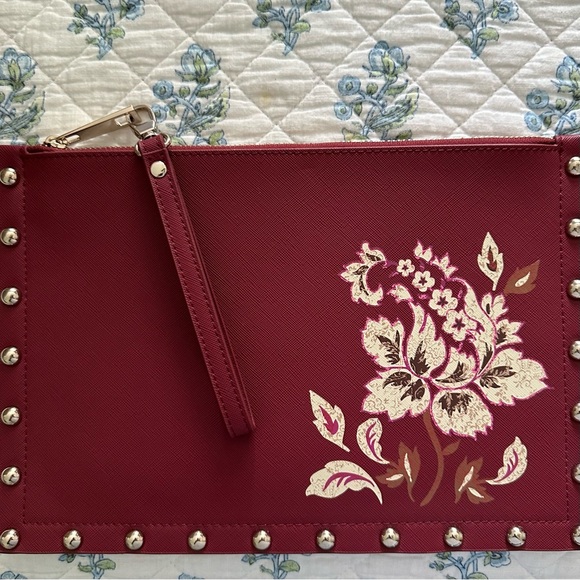 White House Black Market Clutch or large wristet, red with silver-tone hardware - Picture 13 of 13